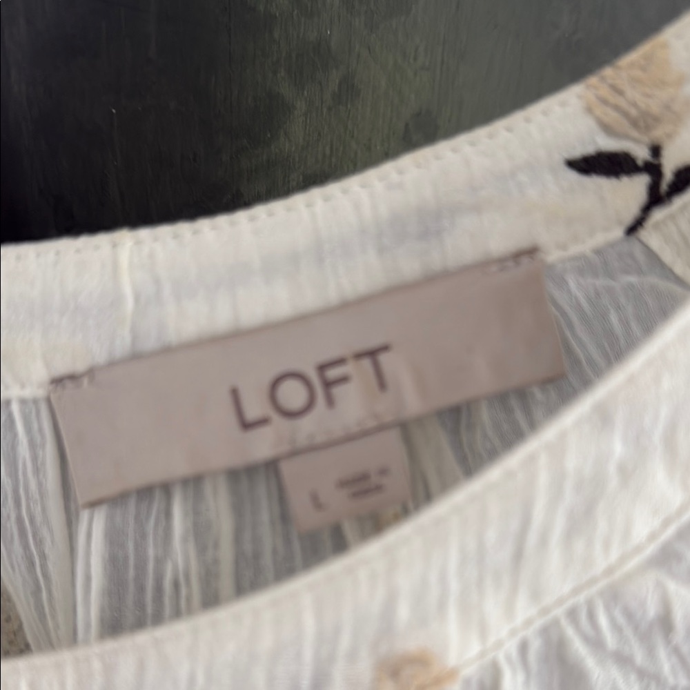 LOFT Rosebud Cream Relaxed Embellished Blouse - Picture 2 of 5